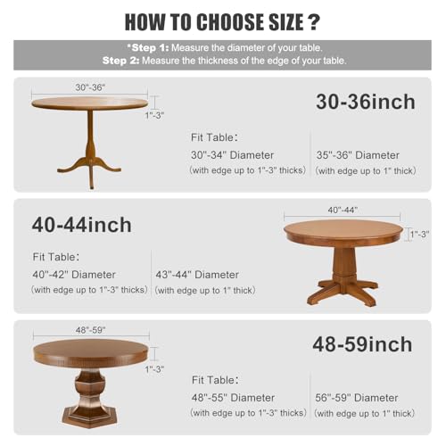 Obstal Fitted Round Table Cloth, Reversible Waterproof Stain Resistant Elastic Stretch Tablecloth, Wipe Clean Table Cover for Outdoor/Indoor Use, Fits Round Tables up to 48" - 56" Diameter, Cream by Obstal - Image 7