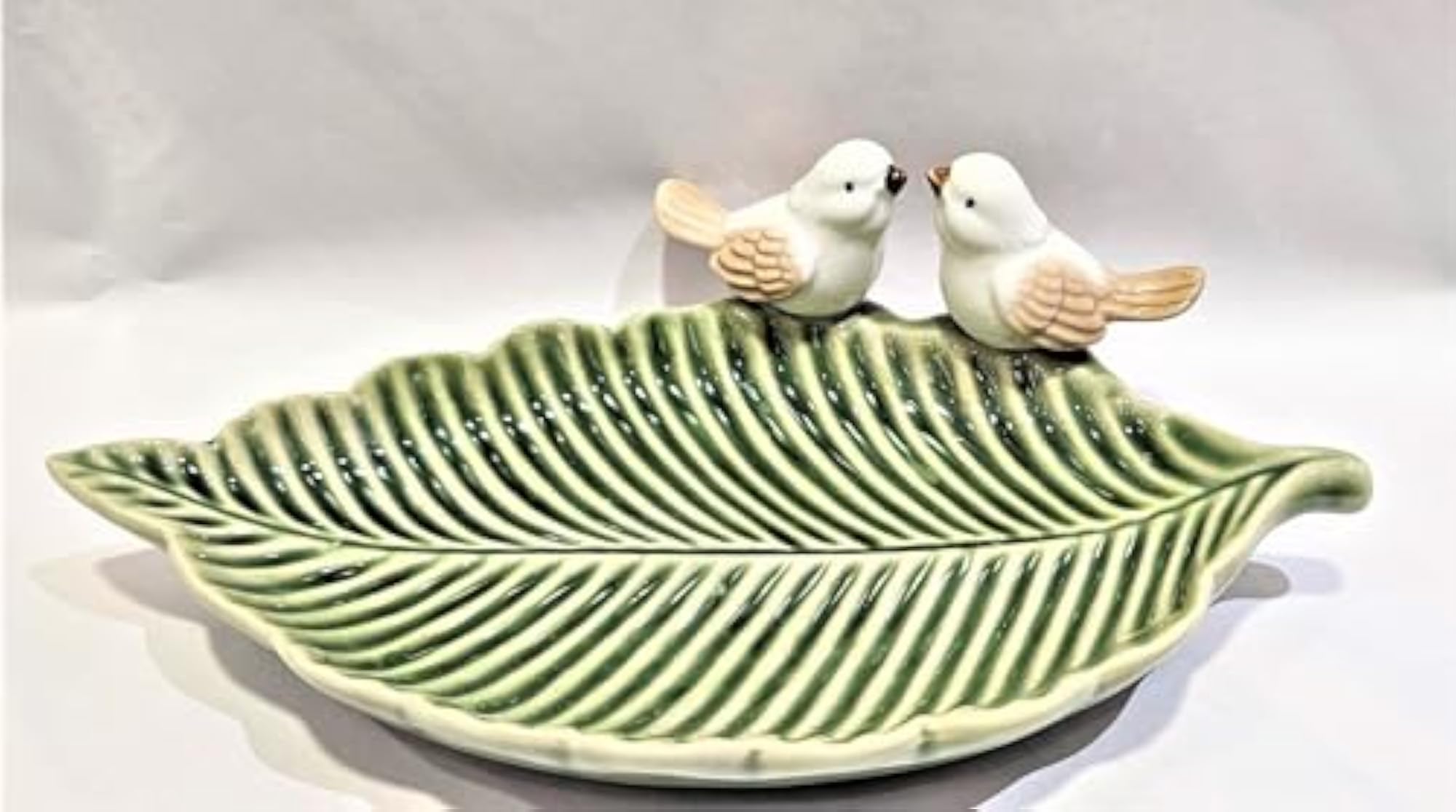 Green Ceramic Jewelry Storage Tray, Bird Design