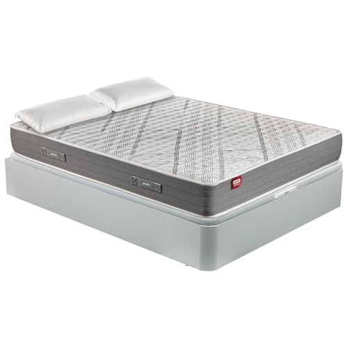 PIKOLIN Pack Colchón Elan + Canapé Blanco + 2 Almohadas Montaje Incluido