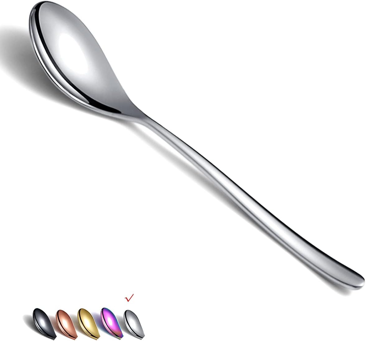 HOMQUEN Dinner Spoons 6 Piece, 8.1'' Stainless Steel Tablespoons, Soup Spoons, Dessert Spoons, Spoons Silverware for Home, Kitchen or Restauran,Dishwasher Safe (Silver)