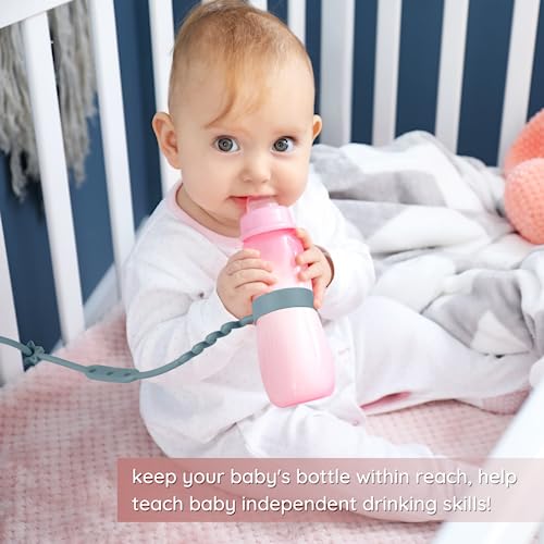 Image of Toy Safety Straps, 4 Pack Silicone Sippy Cup Straps, Sippy Cup Leash for Baby, Keep Bottles and Sippy Cups Close at Hand and Off the Ground or Floor (4PACK, Sage /Ether /Blush /Muted)