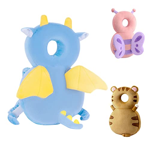 Image of JunNeng Baby Head Protector Backpack, Toddler Walking Fall Head Protection, Blue Dinosaur