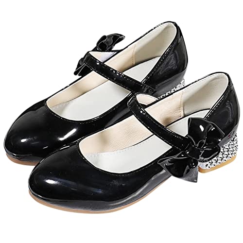 Girls Mary Jane Dress Shoes for Kids Bowknot Hook and Loop Low Heel Flower Girl Wedding Flat𝘀 Princess Shoes2