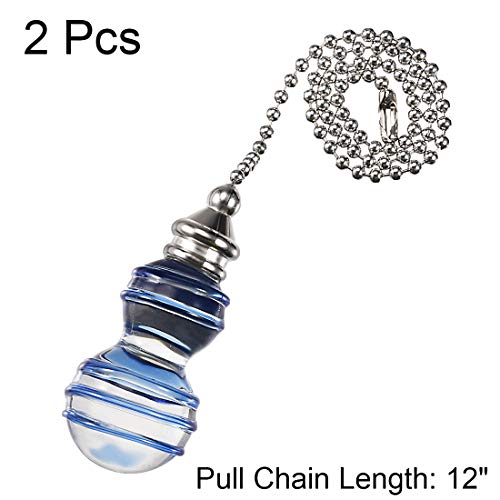 Uxcell Clear And Blue Glass Pendant 12 Inch Brushed Nickel Pull Chain For Lighting Fans Pack Of 2 #TOP2