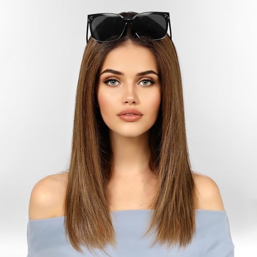Image of KKU 16 Inch Ombre Brown Human Hair Wigs for Women,5x5 Lace Front Wigs Human Hair,wigs for women