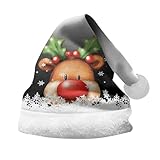 Rrongwn Weihnachtsmütze Hund Rentier Weihnachtsmütze Dicker Weihnachtsmann Santa Nikolaus Mütze Festliche Nikolaus Kostüm Weihnachten Classic Hat Weihnachtsgeweih Plüschmütze