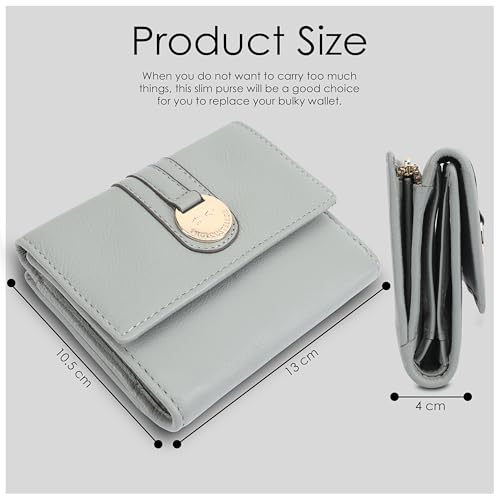 Paul Costelloe LAWA Portefeuille en cuir véritable pour femme avec rabat et logo finition dorée en relief, ombre, Taille unique, Designer – vue 2