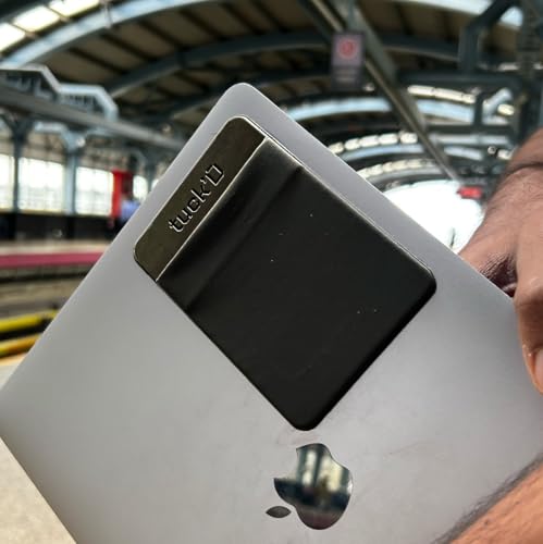 Image of Tuck'd Portable SSD Hard Drive Sleeve - Reusable Adhesive Laptop Mount - Stick-On External Storage Holder for MacBook & Tablets - Travel Pocket Pouch for SSD, Cables & Accessories (Small, Black)