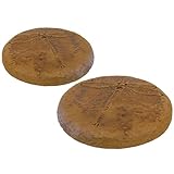 BestNest Athens Round Dragonfly Stepping Stones, Autumn Wheat, Pack of 2, Concrete Garden Discs with Raised Dragonfly Design, Durable Brown Hues, Flat Base for Easy Placement, Outdoor Pathway Decor