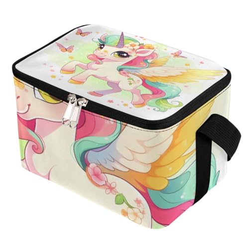 GzLeyigou Lunch Bags for Women Men 9 Cans,Unicorn Butterfly Hot & Cold Food Delivery Bag Insulated Grocery Bag Insulated Lunch Box Unicorn Cooler Bag for Office Work Picnic Beach