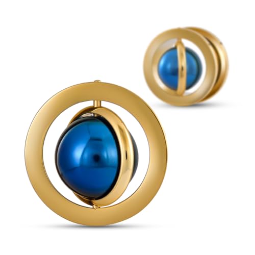 COOEAR Planet Ear Tunnels Flesh Plugs, Medidores de Acero Inoxidable para Pendientes, Tornillos Espalda Estirador., 00g(10mm)