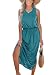 CUPSHE Damen-Strickkleid, Strandkleid, Seitenschlitz, elastische Taille, Rundhalsausschnitt, lässig, Sommerkleid, Überzug, Urlaub, Teal, S