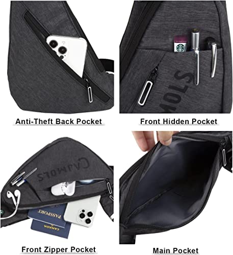 Cajmols Crossbody Sling Backpack New Anti-Theft Travel Hiking Daypack Men Strap Bag For Waist Bag (J-Dark Grey) #TOP3