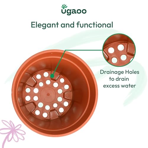 Image of UGAOO UV Treated Gardening Pots with Saucer(Bottom Tray) for Plants - 12 Inch (Terracotta) Plastic Plant Pots | Indoor & Outdoor Planters for Home, Balcony & Garden | Set of 5