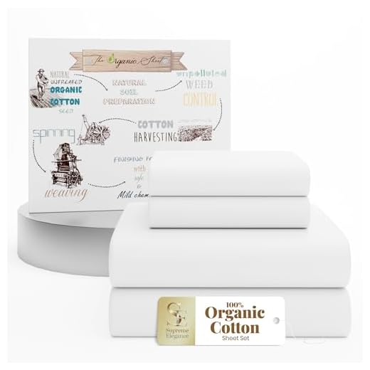 SUPREME ELEGANCE Organic Cotton Bed Sheets Full, 100% Cotton Snow White Full Size Sheets Set, Deep Pockets Percale Sheets, Cool & Crisp, Snow White