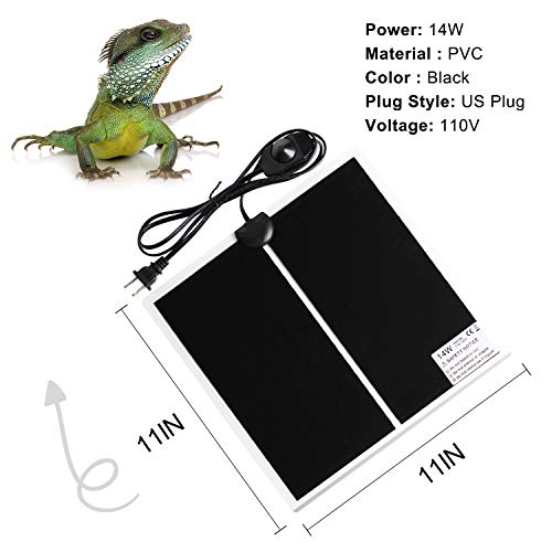 Hanjion 14W Reptile Heating Pad With Temperature Adjustment, Under Tank Terrarium Heater Heat Mat For Small Animals #TOP1