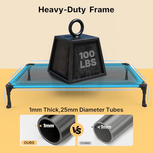 Veehoo Outdoor Elevated Dog Bed Large Sized Dogs, Large Cooling Raised Dog Cots Beds Training Platform Off Ground Hammock with Breathable Mesh, No-Slip Feet, 42"x30", Black by Veehoo - Image 4