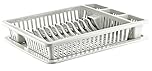 Best House Dish Drainer Rack Large Plastic Dish Drainer Plate Cutlery Cup Holder with Drip Tray, Cutlery Rack Kitchen Sink Utensil, Food-Grade BPA-Free - Kitchen Organizer (White, Pack of 1)