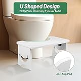 Bamboo Squatting Step Toilet Stool for bathroom, Foldable Bathroom Squat Aid Proper Toilet Posture Footstool, Ergonomic Curve Squatting Potty Poop Stool with Non-Slip Pads,6.9Inch Height (White) - Image 7
