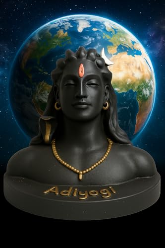 Image of ZYROO Adiyogi Shiva Statue for Home Decor | Black Lord Shiva Bust Idol with Golden Detailing | Spiritual Gift for Meditation, Puja & Office Desk
