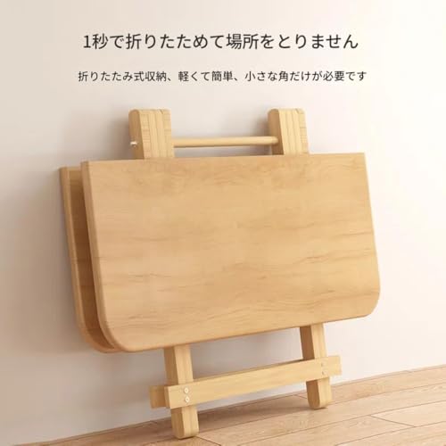Qtxe天然木製 壁掛け折りたたみテーブル 省スペース 耐荷重 組立簡単 多用途 ベッドサイド キッチン インテリア (長さ70 幅70 高さ58cm) [3]