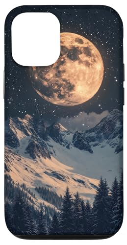 Custodia per iPhone 15 Pro Notte stellata di montagna al chiaro di