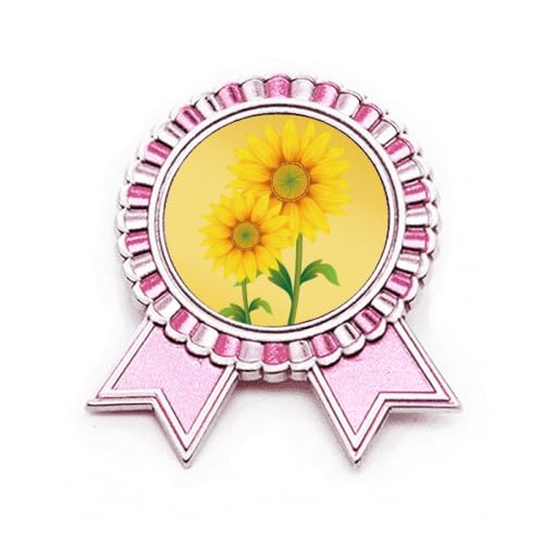 Broche fleur de tournesol jaune médaille de gagnant en métal de finition M