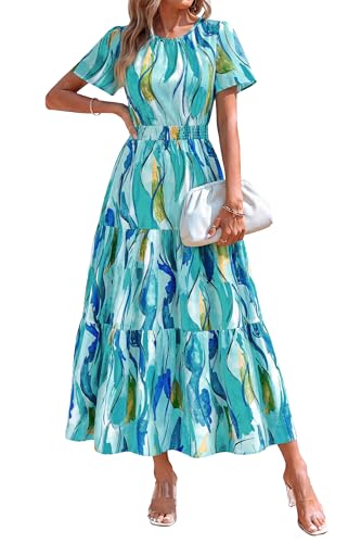 Image of PRETTYGARDEN Women's Casual Smocked Boho Floral A-Line Maxi Dress 2026