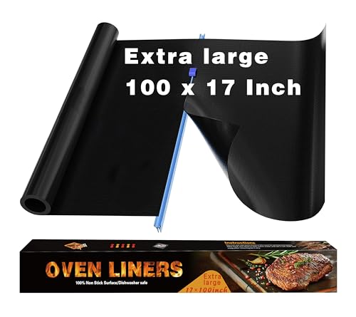 Oven Liners for Bottom of Oven, Large Heavy Duty 100% Non-stick Reusable Teflon Oven Mat,Baking Mat for Electric, Gas, Toaster Ovens, Grills,Kitchen Friendly Cooking Accessory with a sliding cut