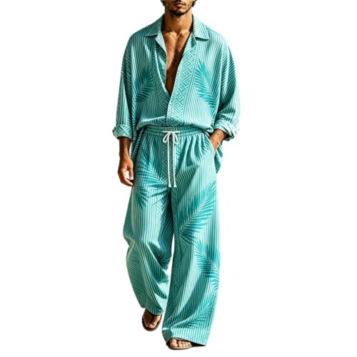 Conjuntos informales de dos piezas contra el calor para hombre con pantalones cómodos anchos