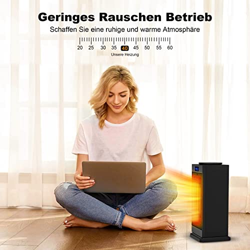 Wilktop Keramische ventilatorkachel, 2000 W, stil, met afstandsbediening, reiniging van negatieve ionen voor badkamer, 1-12 uur timer voor 30 m² binnenruimtes, 3-traps, 120 graden oscillatie - Afbeelding 7