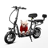Electric Scooter with Seats for Adults Power by 500W Motor, E Bike with 12' Pneumatic Tire and 20 Miles Range&17.5Mph, Electric Bicycle for Women/Man Black