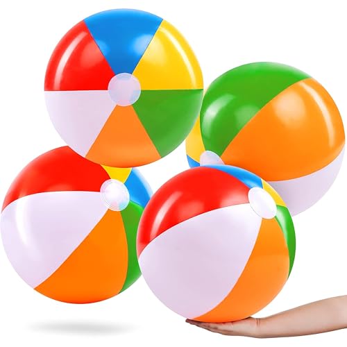 JOYIN 4 sztuki Dia 50 cm/20 cali nadmuchiwana piłka wodna, duże tęczowe piłki plażowe, piłka wodna dla dzieci i dorosłych na letnią imprezę basenową, zabawka na plaży, upominki na przyjęcie