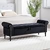 Storage Bench for Bedroom End of Bed 67 Storage Bench for King Size Bed Upholstered Tufted Storage Ottoman Benches with Arms for Living Room EntrywayVelvet Black