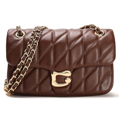 Pelimoo Quilted Crossbody Bag for Women Coffee