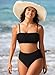 Pink Queen Women's Removable Strap Pad High Waist Bikini Set Swimsuit Black S