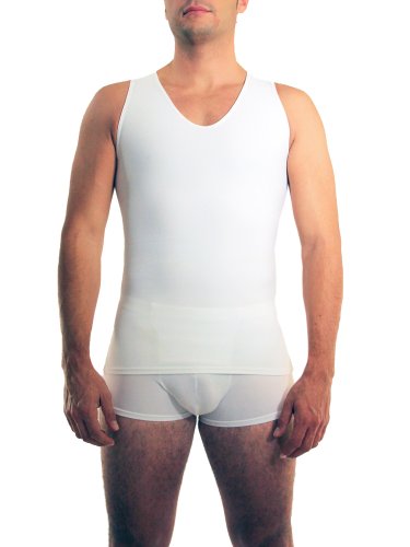 Underworks Mens Extreme Gynecomastia Chest Binder V-Tank Top X-Large White