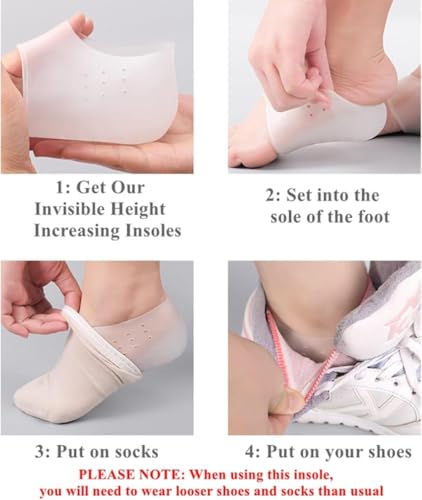 Image of 4cm Height Increasing Silicone Insoles Shoes Hidden Heel Extension (Skin)