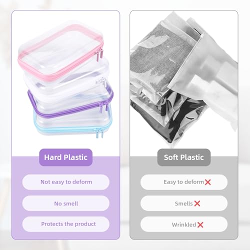 Image of 4 Pcs Clear Hard Shell Zipper Case, Transparent Hard Clear Zipper Case, Medium Portable Travel Makeup Bag Organizer Bin for Pencil Cosmetics Building Blocks Puzzles(4Colors)