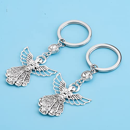 Image of FUSTMW Angel Keychain Guardian Angel Gifts Faith Gifts Prayer gifts Blessing Gifts Guardian Angel Charm Key Chain Gifts