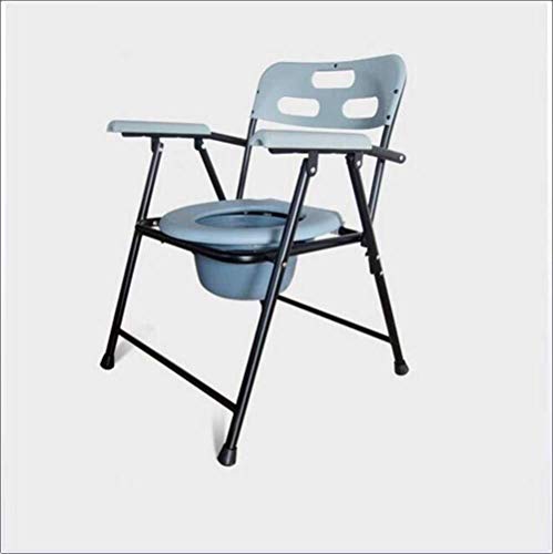 MIIKHI Silla con Orinal Silla para Inodoro Movilidad Asiento de Inodoro Plegable multifunción Marco de Acero Plegable Ayuda para Personas Mayores discapacitadas Cómodas de Noche Silla de