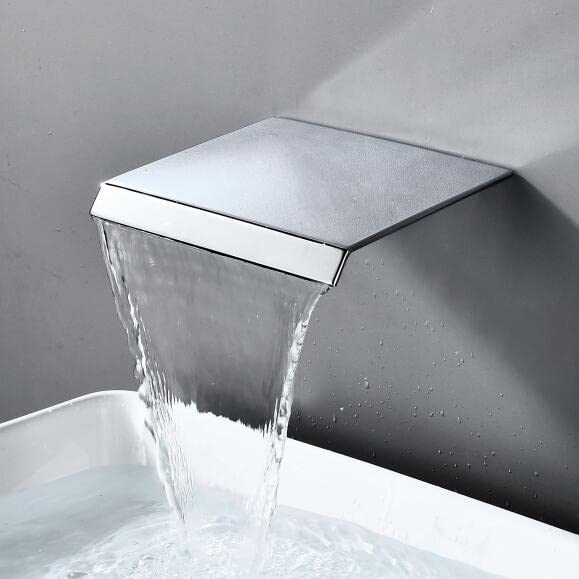 GXRQLHYZ Grifo de baño Negro Mate/Cromado, grifos Lavabo Cascada montados en la Pared, Grifo Mezclador Agua fría y Caliente(Chrome)
