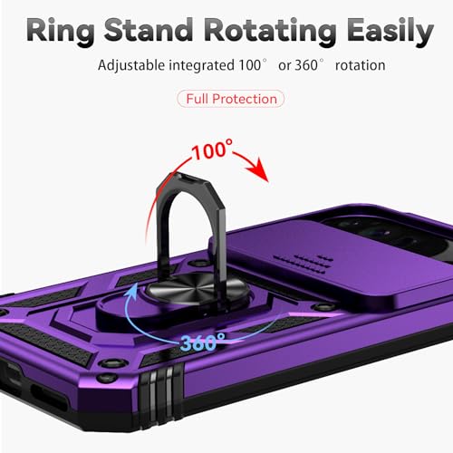 Coque Google Pixel 9 Pro XL violette antichoc avec bague et protège-objectif