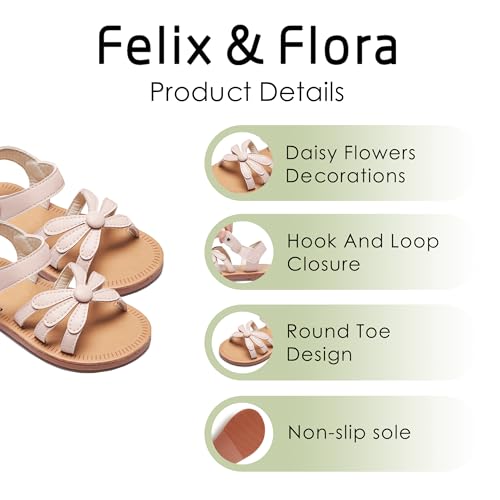 Image of Felix & Flora Toddler Girl Sandals - Flower Girl Dress Shoes Open Toe Little Kid Flats
