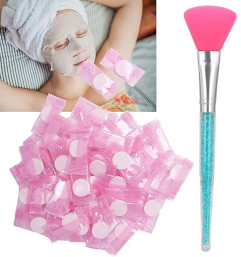 20 Sheets Facial Mask Sheets Disposable Spa Mask Facial Sheet Mask Tablet Face Masks Skincare Facial Paper Sheet DIY Clear Paper Facial Mask for Spa with Face Mask Brush