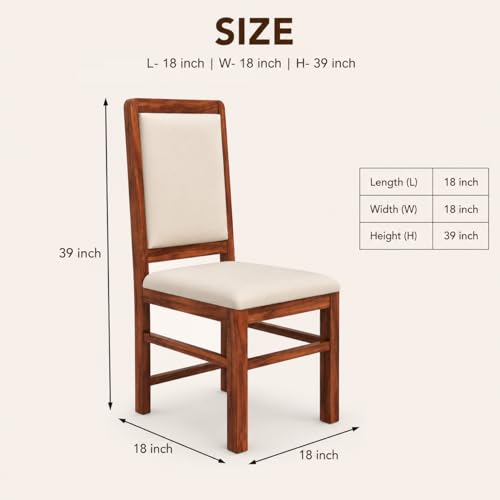 Image of VK Furniture Premium Solid Wood 6 Seater Dining Table Set of 6 for Home | Sheesham Wooden Dining Table with High Back Cushioned 6 Chairs Honey |Dinning Table 6 Seater Chairs for Home| Cream Honey