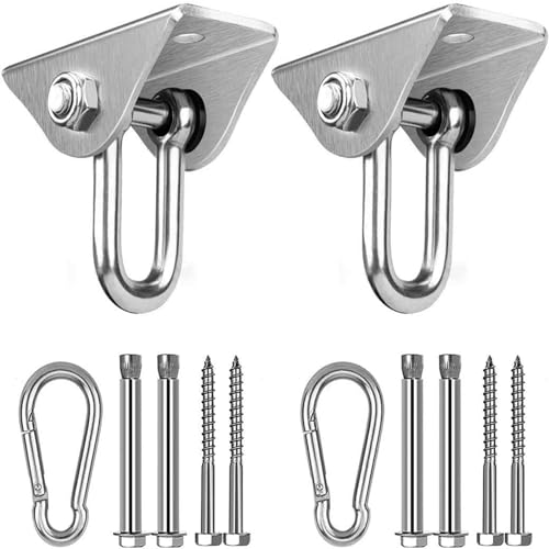 GothicBride Gancio soffitto Girevole a 360°Gancio Altalena SUS304 Ganci di Sospensione Heavy Duty capacità Portante 500KG per Altalena, Amaca, Yoga, Sacco da Boxe (2 Pezzi Tipo U)