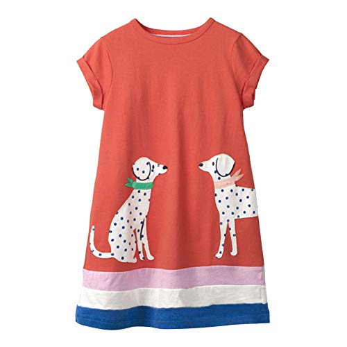 Image of HILEELANG Toddler Girl Cotton Casual Dress Summer Short Sleeve Basic Tunic Playwear Shirt Dresses