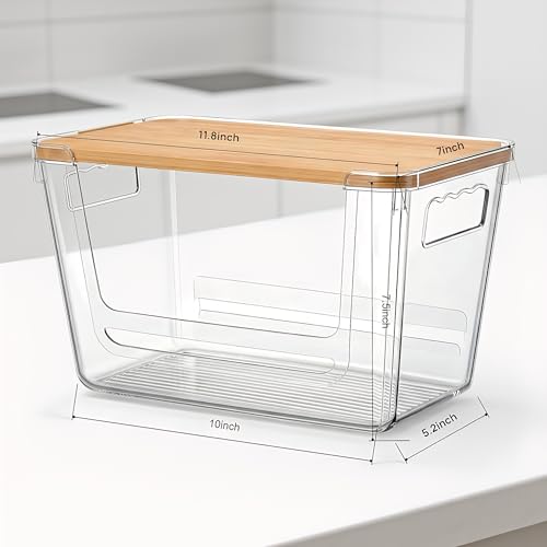 Trash Bag Dispenser ,Extra Large Trash Bag Holder Dispensers With Bamboo Lid,Multi-functional Pantry Organizers and Storage For Kitchen, Cabinet, Laundry Room, Pantry (Clear, XL-2PACK) - Image 3