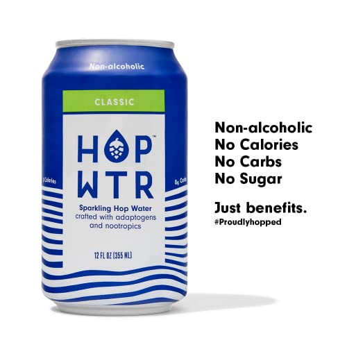Hop Wtr - Sparkling Hop Water - Classic (12 Pack) - Na Beer, No Calories Or Sugar, Low Carb, With Adaptogens And Nootropics For Added Benefits (12 Oz Cans) #TOP2